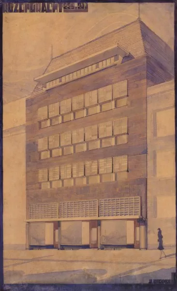 Afbeelding uit: circa 1924. Presentatietekening, op een paneel.