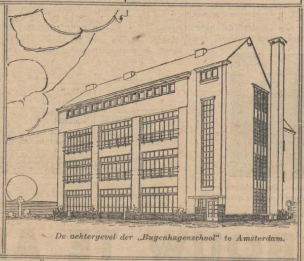 Afbeelding uit: januari 1933. De achterzijde. Tekening in De Standaard, januari 1933.