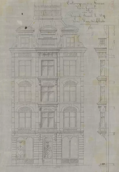 Afbeelding uit: 1884. Het ontwerp voor de voorgevel van 1884.