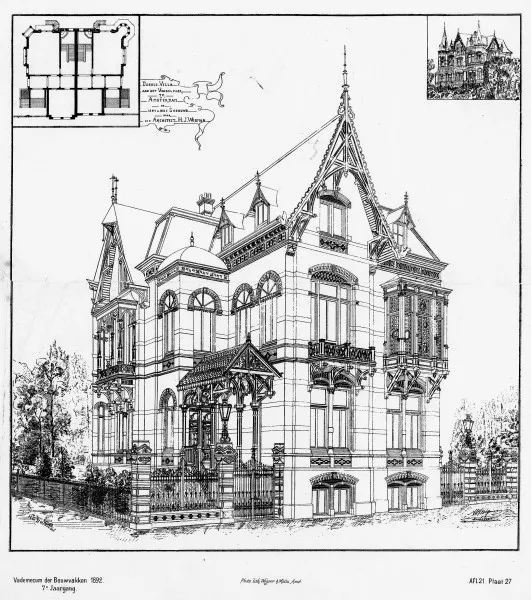 Afbeelding uit: 1892. Deze tekening verscheen in 1892 in het Vademecum der Bouwvakken.