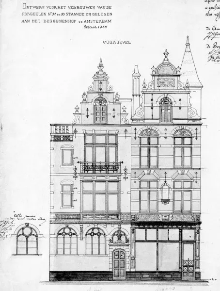 Afbeelding uit: 1885. Gevelontwerp, uit de bouwtekeningen.