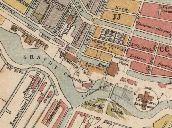Afbeelding uit: 1875. Detail uit de stadsplattegrond van A. Braakensiek uit 1875.