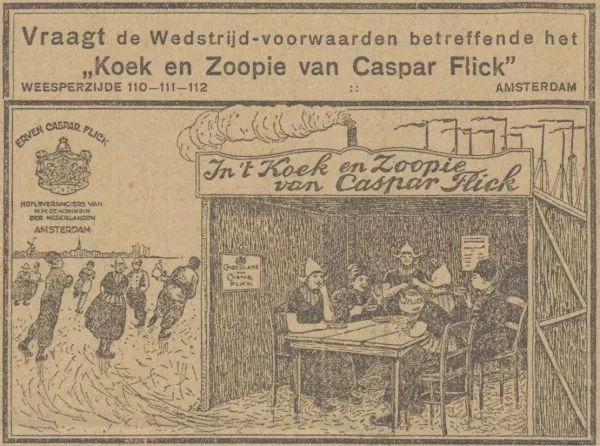 Afbeelding uit: november 1923. Advertentie in het Algemeen Handelsblad van chocoladefabriek Caspar Flick.