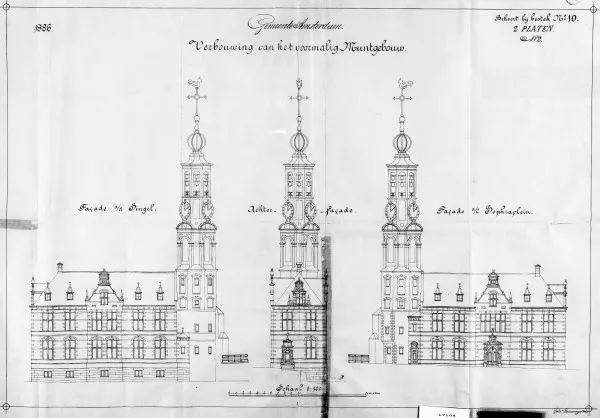 Afbeelding uit: 1886. Deze geveltekeningen tonen de situatie vóór de bouw van de onderdoorgang.