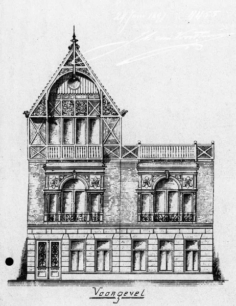 Afbeelding uit: 1897. Ontwerp vergroting kantoorgebouw Wester-Suikerraffinaderij.