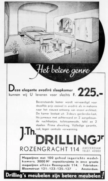 Afbeelding uit: 1938. Advertentie van Drilling in de Telegraaf, februari 1938.