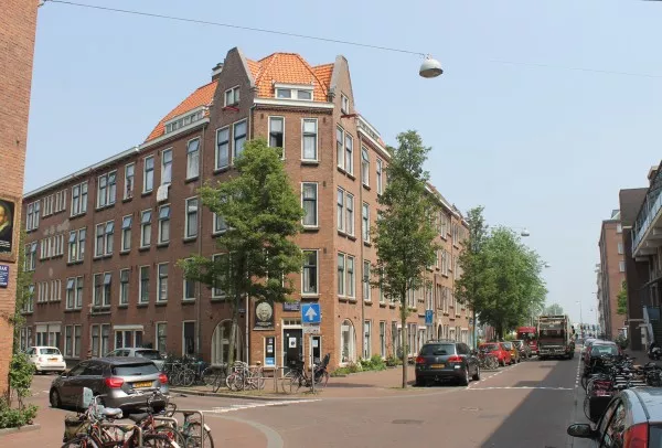 Afbeelding uit: mei 2016. Van Neckstraat, rechts de Barentszstraat.