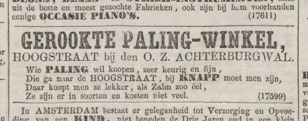 Afbeelding uit: september 1863. Advertentie van Knapp in het Algemeen Handelsblad, 15 september 1863.