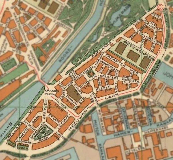 Afbeelding uit: 1940. De buurt op een plattegrond uit 1940.