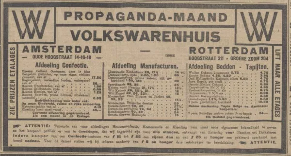 Afbeelding uit: maart 1923. Advertentie in het Algemeen Handelsblad.