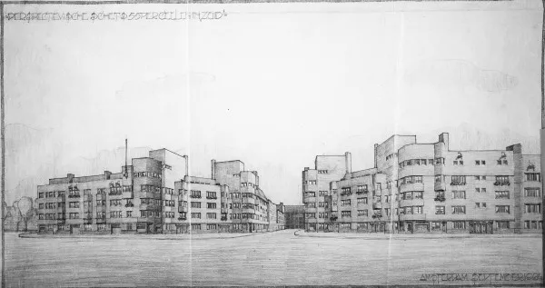 Afbeelding uit: september 1924. De twee gevels aan de Waalstraat. In het midden de IJselstraat gezien naar de Schipbeekstraat.
Bron afbeelding: SAA, bestand 291BTA923677.