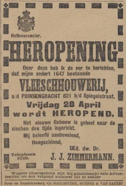 Afbeelding uit: april 1905. Advertentie in Het Nieuws van den Dag.