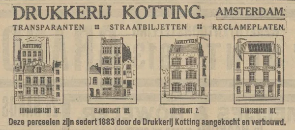 Afbeelding uit: september 1913. Advertentie van Kotting in het Algemeen Handelsblad.