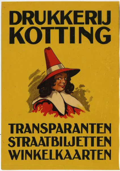 Afbeelding uit: circa 1920. Kotting adverteerde zelf altijd met een man met rode hoed.
Bron afbeelding: SAA, bestand B00000000938.