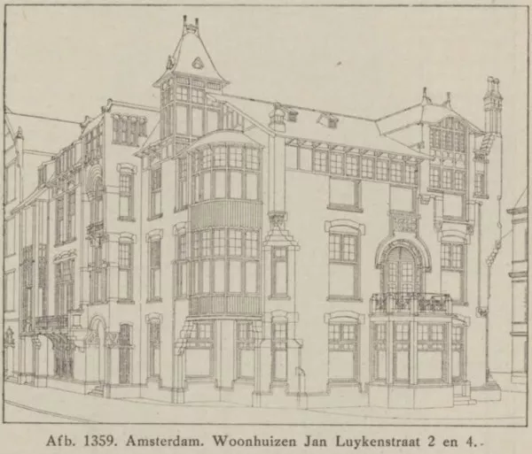 Afbeelding uit: circa 1915. Tekening uit Gugel & Leliman: Geschiedenis van de bouwstijlen in de hoofdtijdperken der architektuur, Rotterdam 1915-1918.