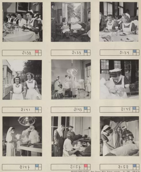 Afbeelding uit: 1945. Fotopersbureau Anefo maakte kort na de oorlog een reeks foto's over het werk en leven van verpleegsters in het WG.