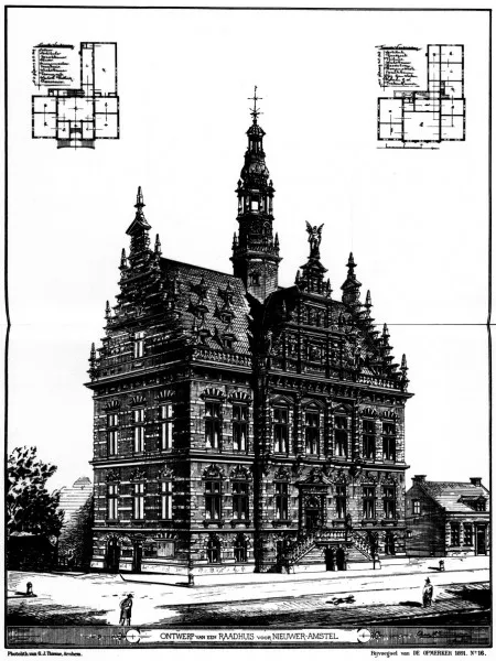 Afbeelding uit: 1891. Tekening gepubliceerd in het vakblad De Opmerker, nr, 16, 1891.