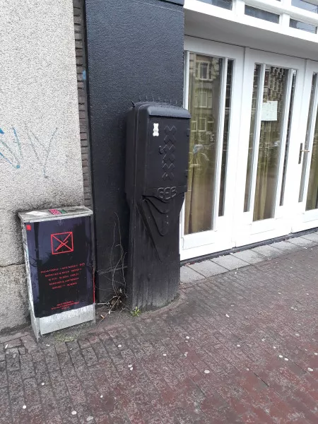 Afbeelding uit: februari 2019. Nieuwezijds Voorburgwal, antiek model kabelkast.