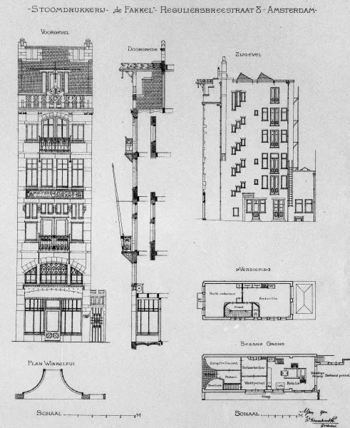 Afbeelding uit: 1900. Tekening zoals gepubliceerd in De Architect, 13e jaargang.