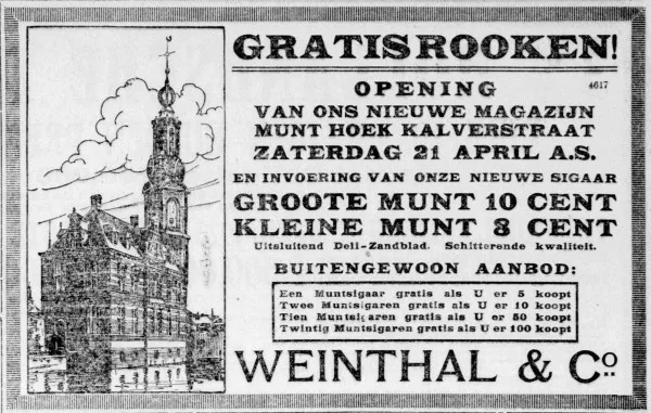 Afbeelding uit: april 1923. Advertentie van Weinthal in de Telegraaf van 21 april 1923.
