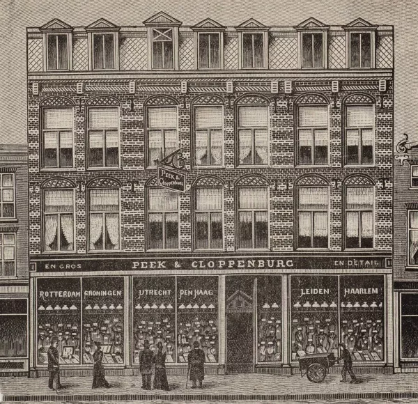Afbeelding uit: circa 1892. De gevel van de winkel in de Nieuwe Nieuwstraat.
Bron afbeelding: SAA, bestand 010194000166.