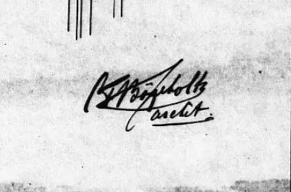 Afbeelding uit: 1896. Zijn handtekening, op een bouwtekening.