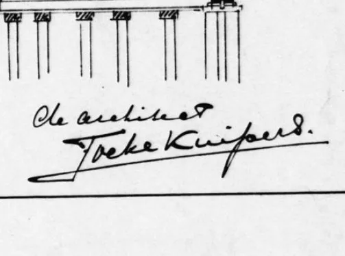Afbeelding uit: mei 1899. Handtekening van Kuipers op een bouwtekening.