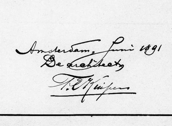 Afbeelding uit: 1891. Kuipers' handtekening op een bouwtekening.