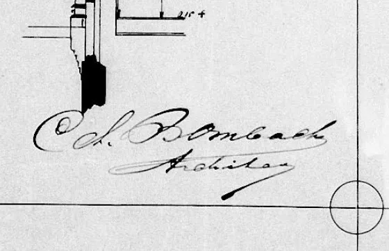 Afbeelding uit: 1892. Bombachs handtekening op een bouwtekening.