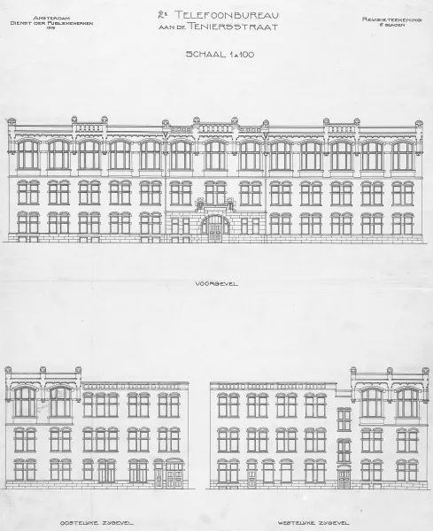 Afbeelding uit: 1916. Geveltekeningen. Onder links: Hobbemakade; onder rechts: Pieter de Hoochstraat.