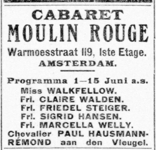 Afbeelding uit: 1913. Advertentie voor cabaret Moulin Rouge uit 1913.