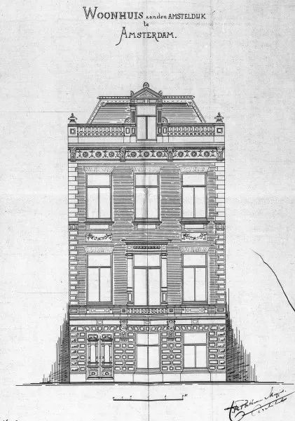 Afbeelding uit: 1883. Het "Woonhuis aan den Amsteldijk" staat toch echt aan de Stadhouderskade.
Bron afbeelding: SAA, bestand 5221BT909600.