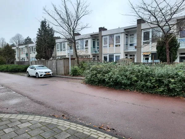 Afbeelding uit: december 2020. Achterzijde Eijkmanstraat, gezien vanaf de Einthovenstraat.