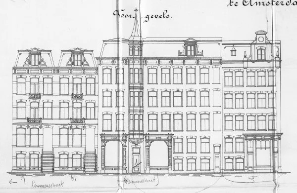 Afbeelding uit: 1893. V.l.n.r. Linnaeusstraat 59 en 61, het hoekhuis, en Reinwardtstraat 3.
Bron afbeelding: SAA, bestand 5221BT914350.
