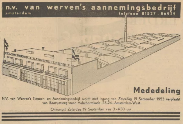 Afbeelding uit: september 1953. Deze advertentie van Van Werven verscheen in 1953 in diverse kranten.