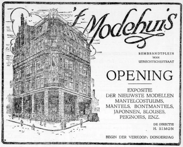 Afbeelding uit: november 1919. Advertentie voor 't Modehuis in de Telegraaf.