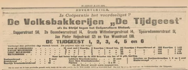 Afbeelding uit: juni 1904. Advertentie van De Tijdgeest in het dagblad De Courant.