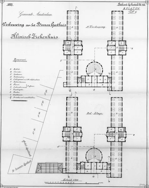 Afbeelding uit: 1887. Plattegronden van de bel-etage en de eerste verdieping.
Bron afbeelding: SAA, bestand 5221BT908444.