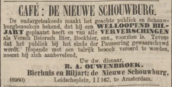 Afbeelding uit: februari 1874. Advertentie van Ouwenbroek in het Algemeen Handelsblad.