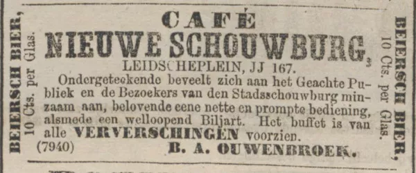 Afbeelding uit: maart 1874. Advertentie van Ouwenbroek in het Algemeen Handelsblad.