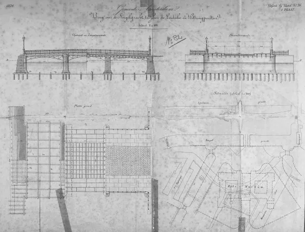 Afbeelding uit: 1876. Ontwerptekening van de oorspronkelijke brug.