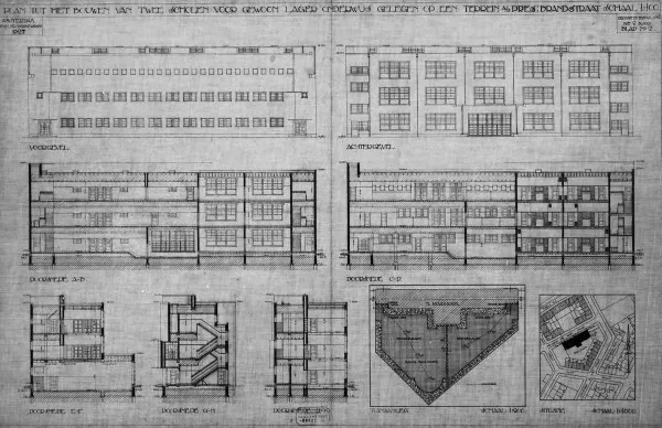 Afbeelding uit: 1927. "Plan tot het bouwen van twee scholen voor gewoon lager onderwijs gelegen op een terrein a/d Pres:Brandstraat"