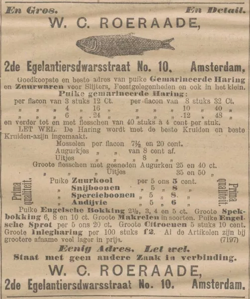 Afbeelding uit: 1898. Advertentie van Roeraade uit 1898.