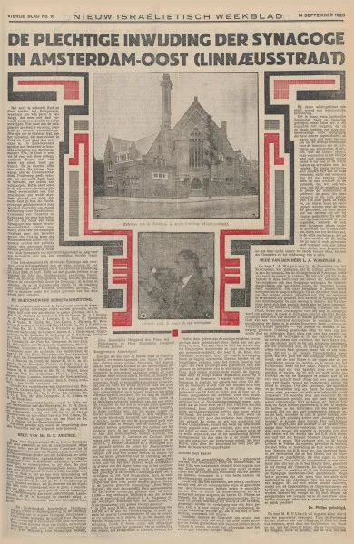 Afbeelding uit: september 1928. Het NIW pakte groots uit bij de inwijding van de synagoge.