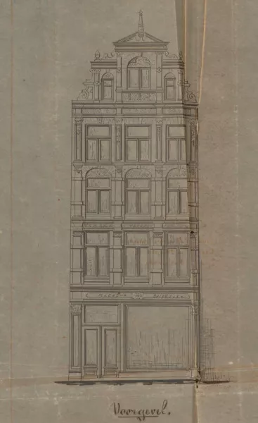 Afbeelding uit: 1879. Het ontwerp van de voorgevel.