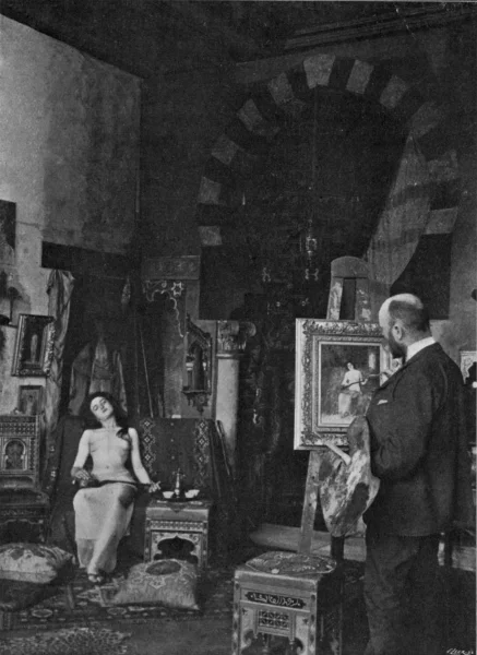 Afbeelding uit: circa 1903. Hobbe Smith in zijn atelier. De foto is gepubliceerd in 1903, toen Smith hier woonde, en is zodoende vermoedelijk ook hier gemaakt.