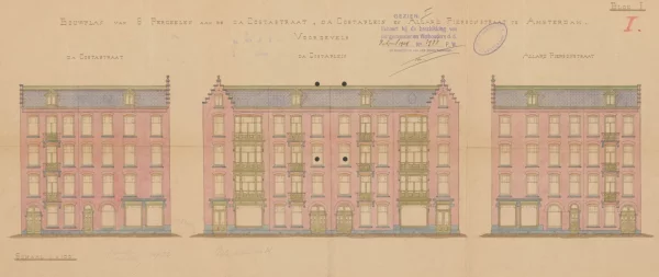 Afbeelding uit: 1904. Gevels aan Da Costastraat, Da Costaplein en Allard Piersonstraat.