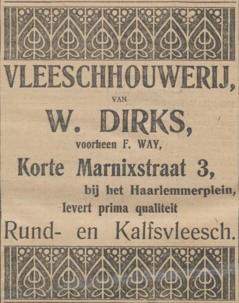 Afbeelding uit: februari 1905. Advertentie van Dirks in De Morgenpost van 11 februari 1905.