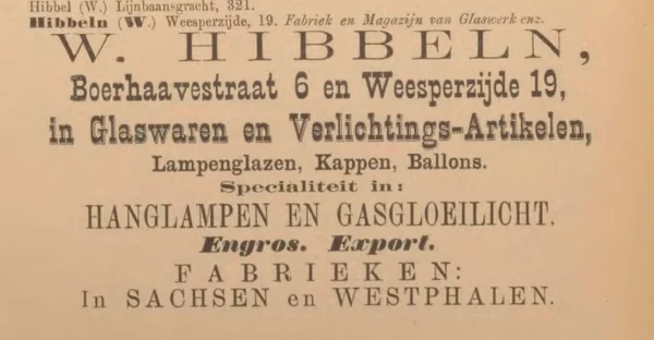 Afbeelding uit: 1895. Advertentie van Hibbeln in het adresboek van 1895-1896.