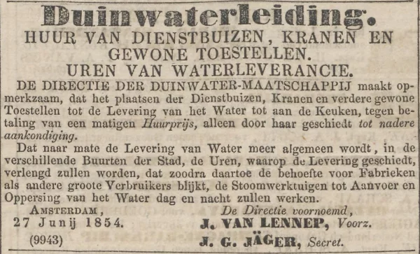 Afbeelding uit: juli 1854. Advertentie in het Algemeen Handelsblad van 3 juli 1854.